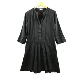 Vince Black Linen Long Sleeve Shift Dress - Women's Size 0